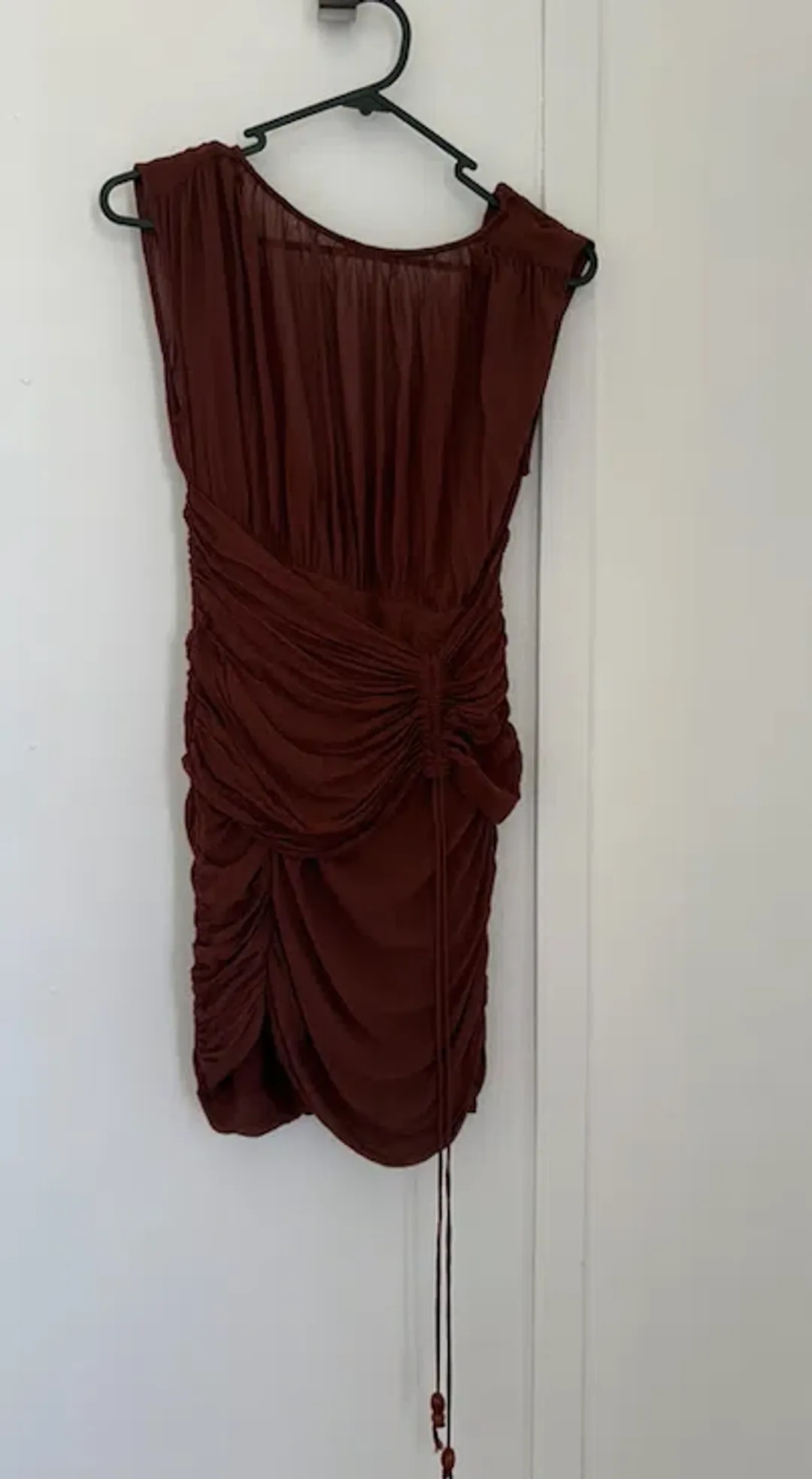 Shona Joy Blair Panelled Gathered Mini Dress in Cocoa for rent on The Volte - main image