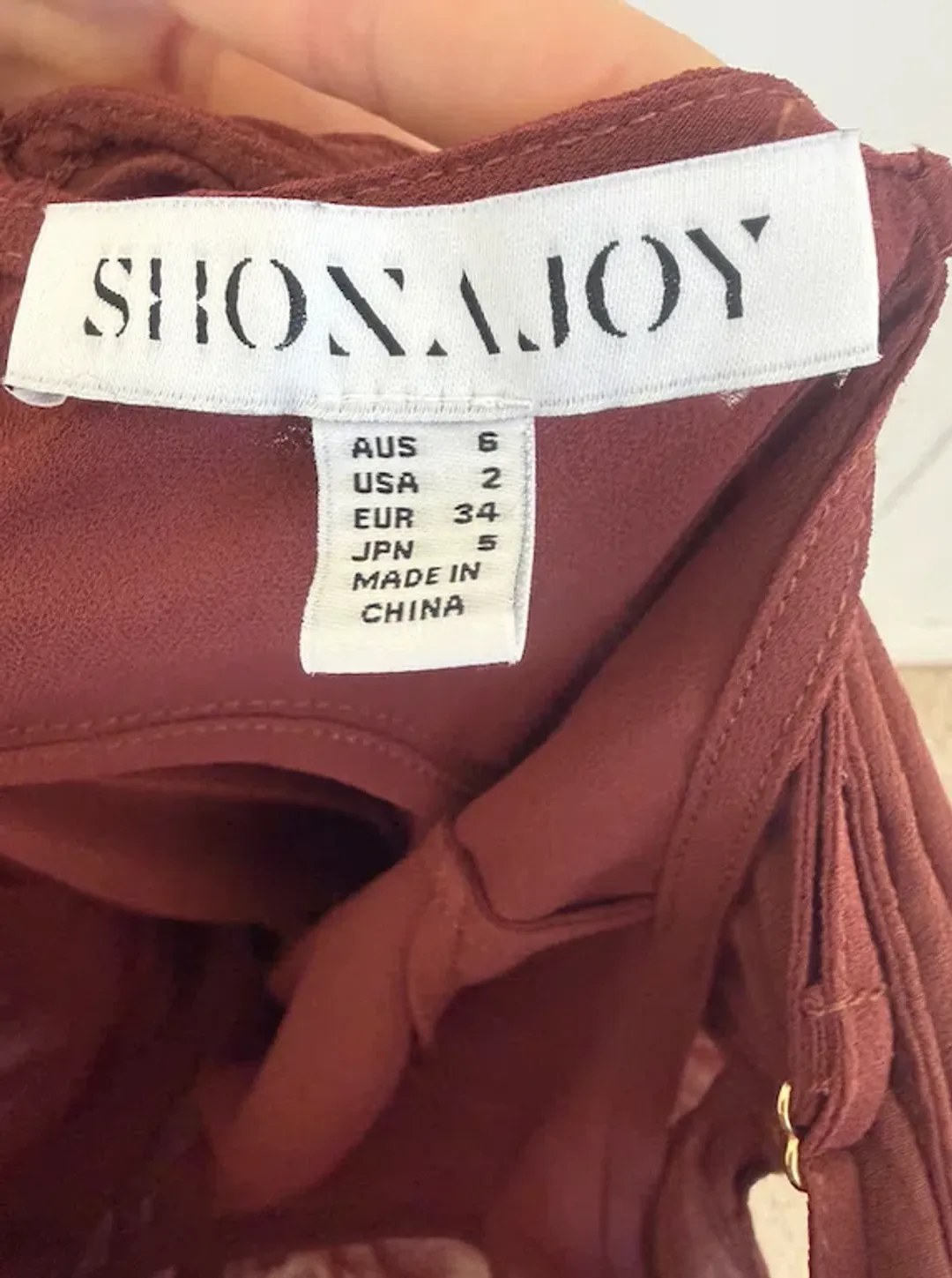 Shona Joy Blair Panelled Gathered Mini Dress in Cocoa for rent on The Volte - main image