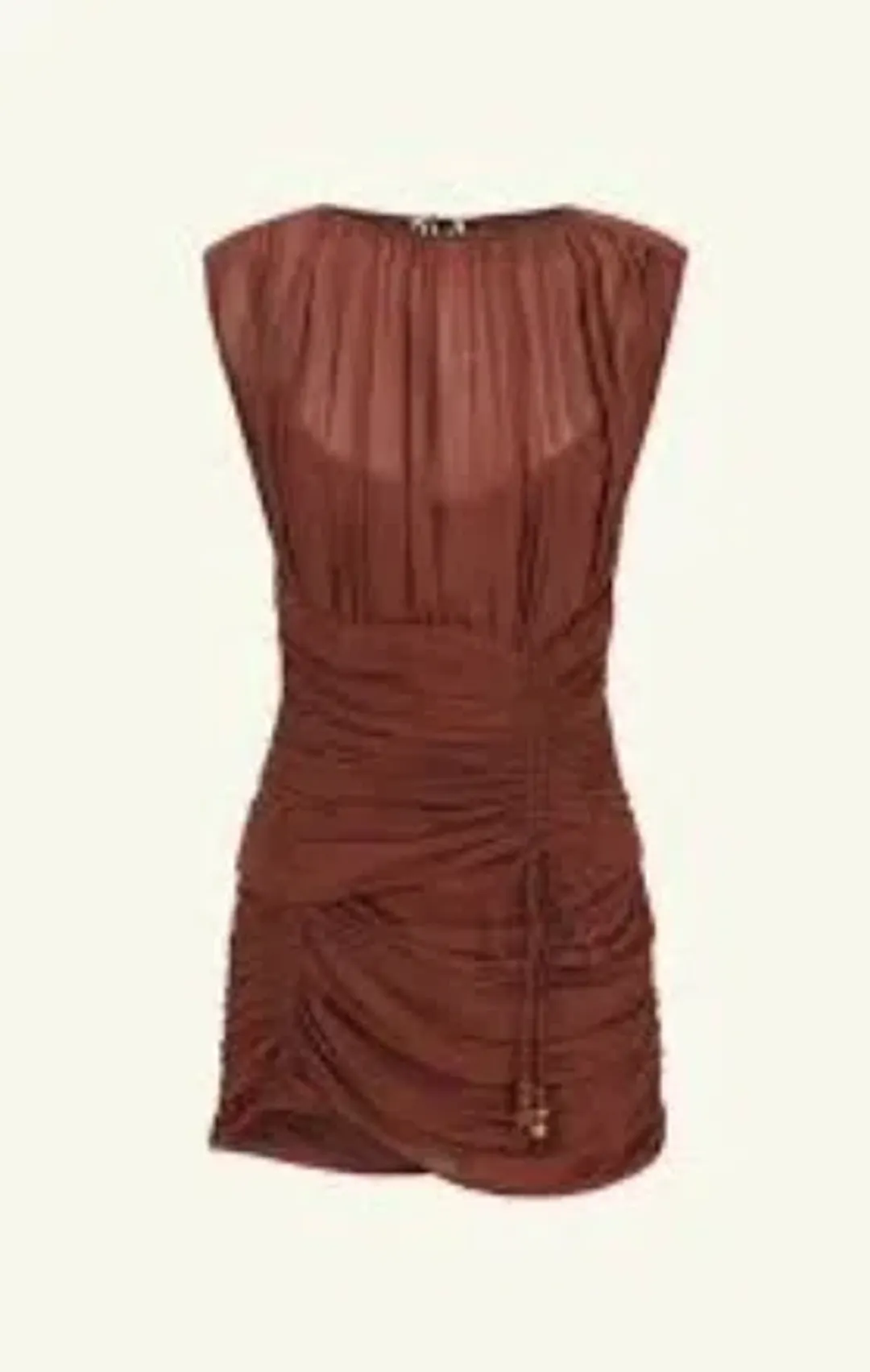 Shona Joy Blair Panelled Gathered Mini Dress in Cocoa for rent on The Volte - main image