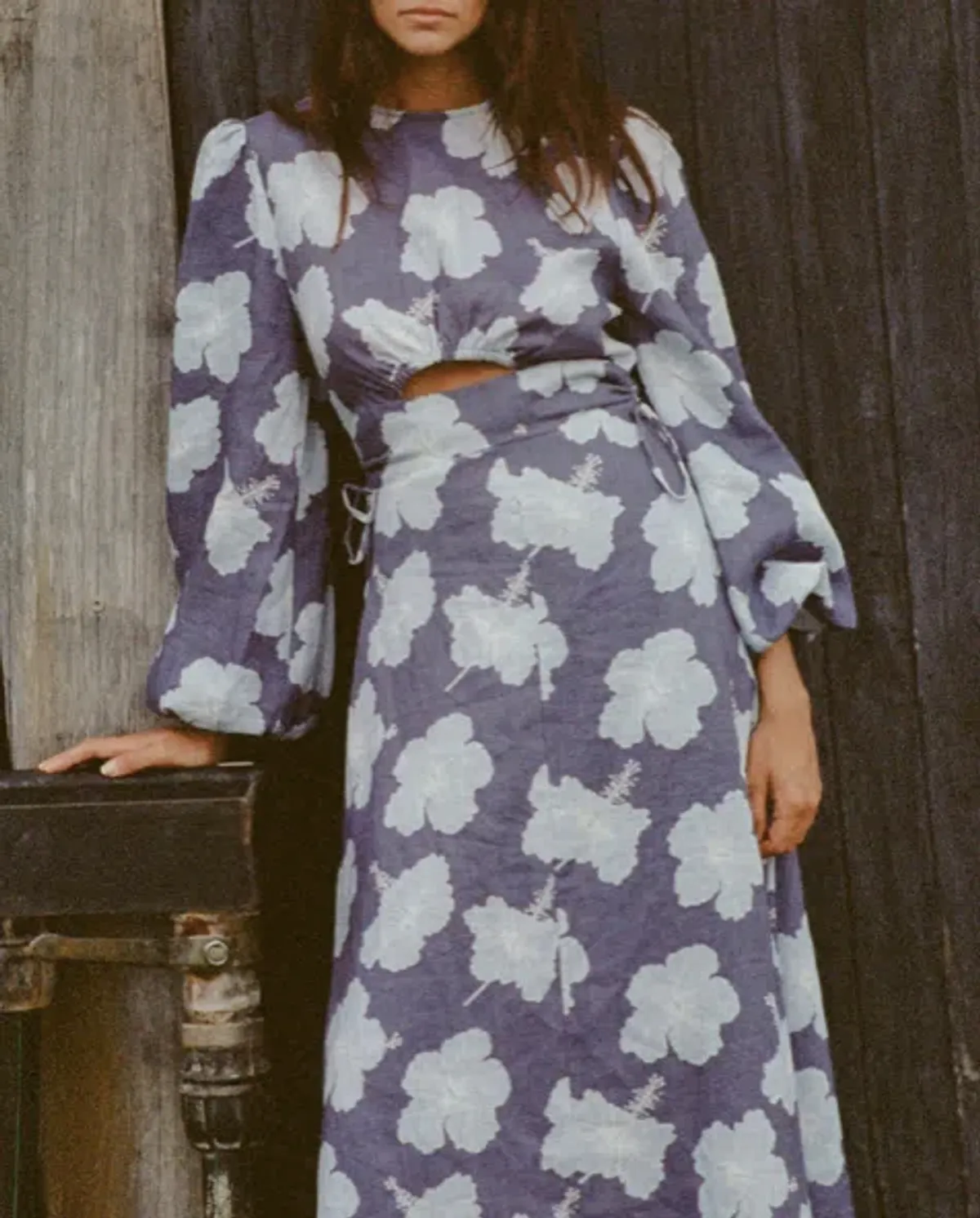 Palm Noosa Magnolia Dress in Blue Hibiscus for rent on The Volte - main image