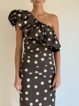 By Nicola Maya Maxi Dress In Chocolate Polka for rent on The Volte - image 2