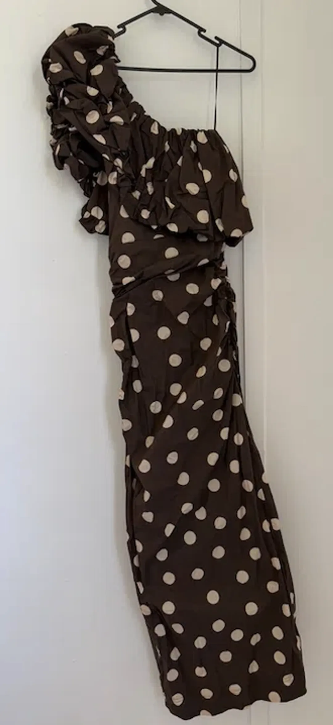 By Nicola Maya Maxi Dress In Chocolate Polka for rent on The Volte - main image