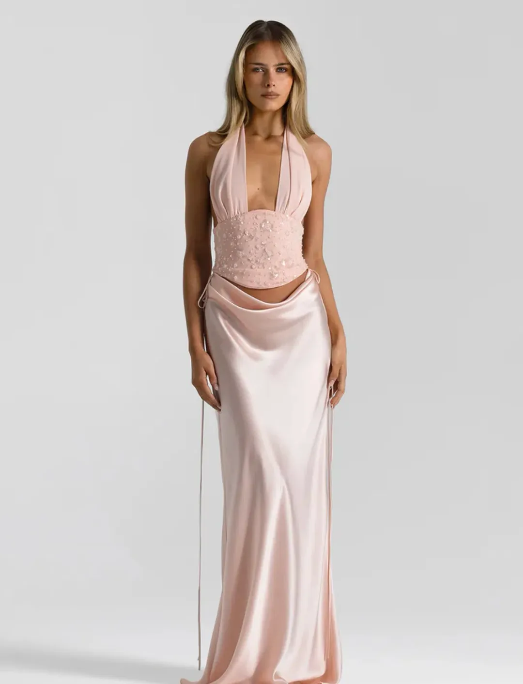 Natalie Rolt Evelyn maxi paired with Bronte Top pink 8 for rent on The Volte - main image