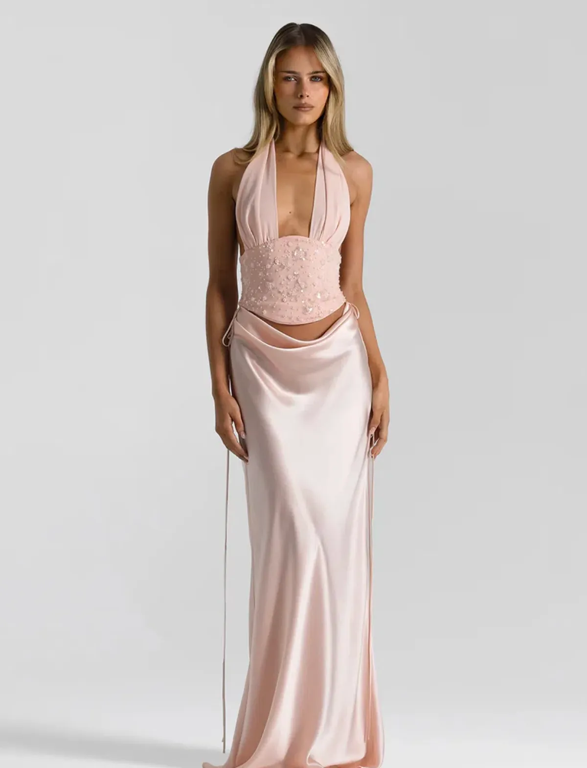 Natalie Rolt Evelyn maxi paired with Bronte Top pink 8 for rent on The Volte - main image