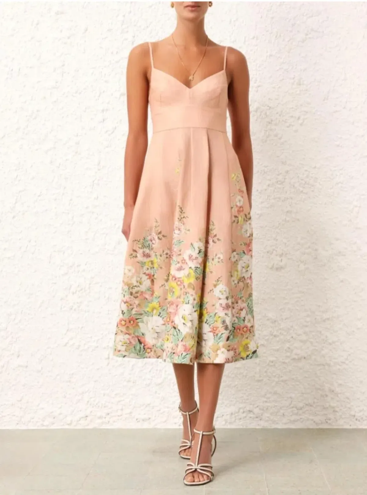 Zimmermann Matchmaker Picnic Midi Dress in Pink Floral Size 3 AU 14 for rent on The Volte - main image