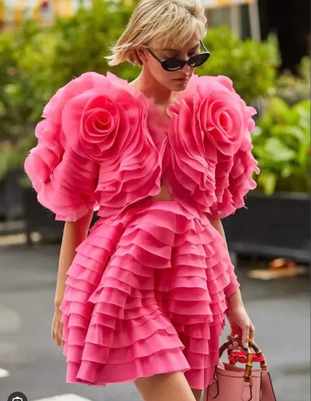 Aje Amour Ruffle Mini Dress Pink Size 16 for rent on The Volte - main image