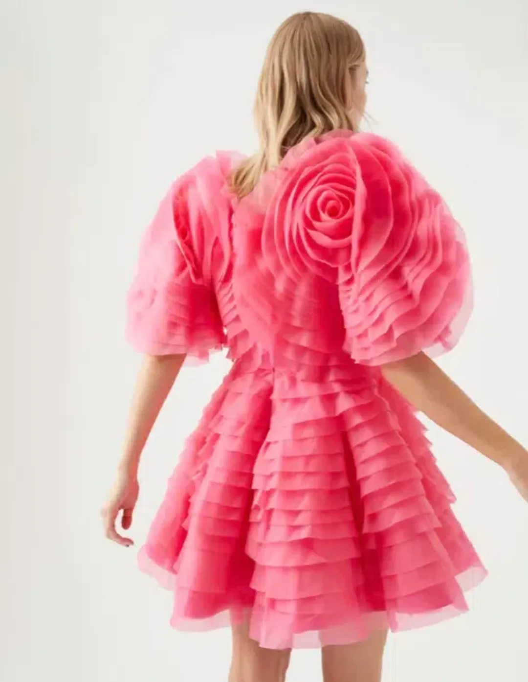 Aje Amour Ruffle Mini Dress Pink Size 16 for rent on The Volte - main image