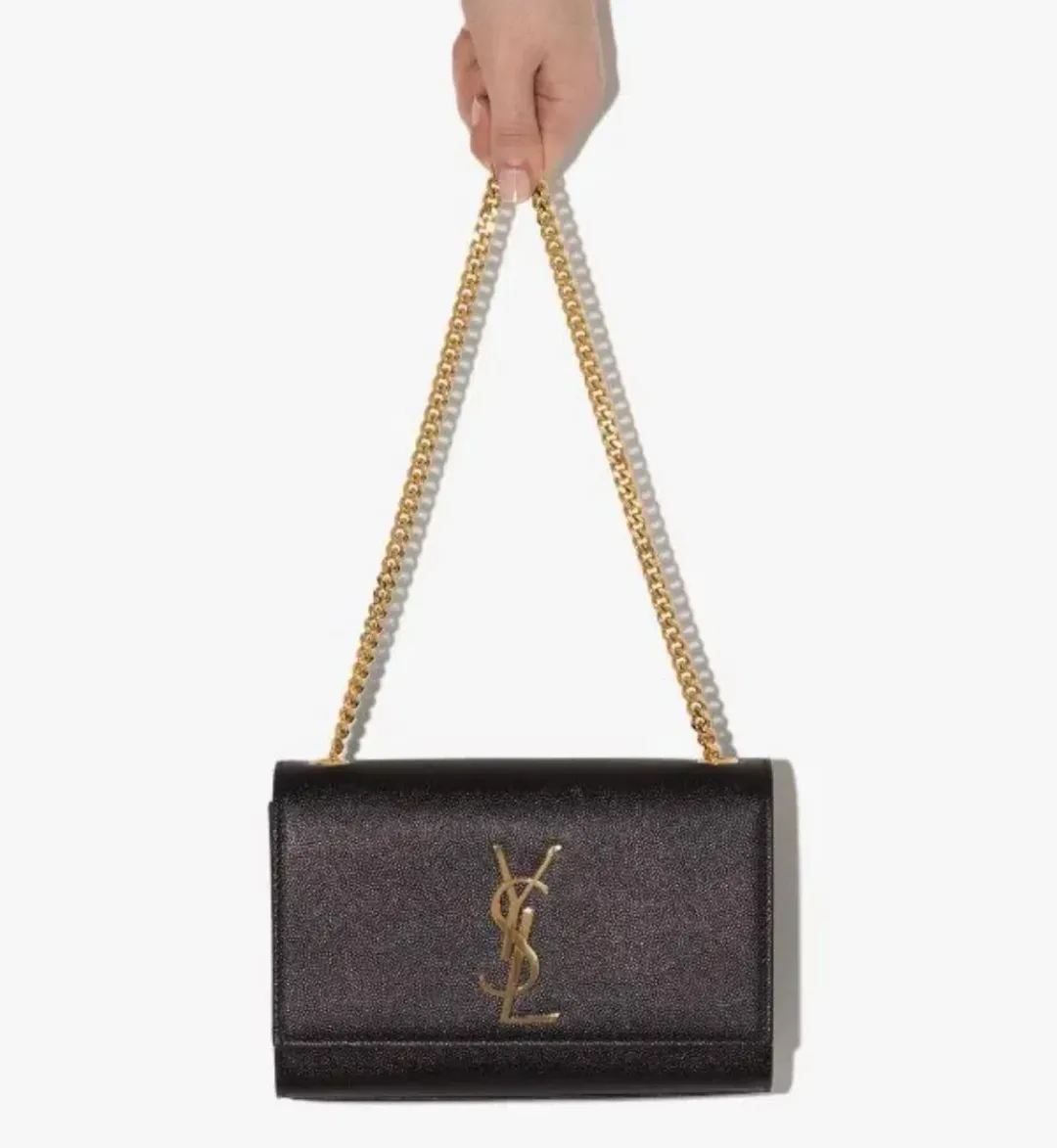 Saint Laurent Kate Textured Leather Chain Bag Medium Black for rent on The Volte - main image