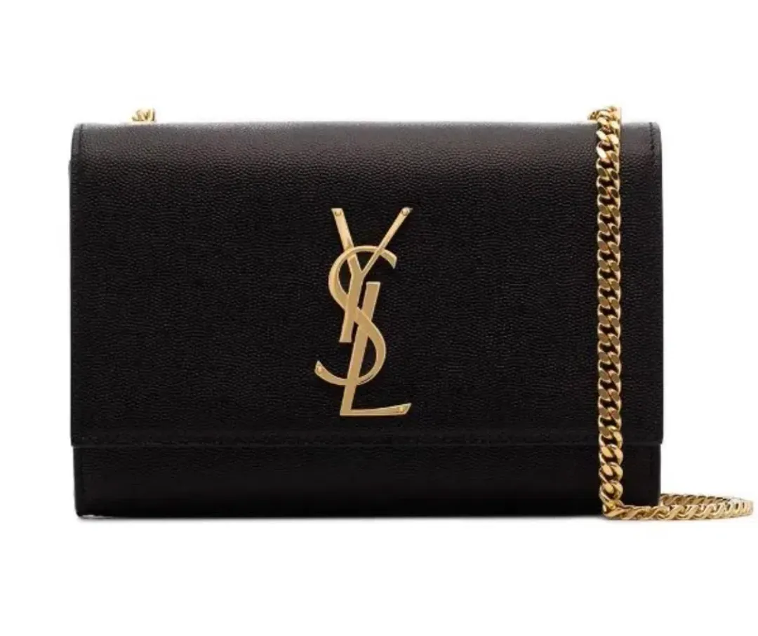 Saint Laurent Kate Textured Leather Chain Bag Medium Black for rent on The Volte - main image