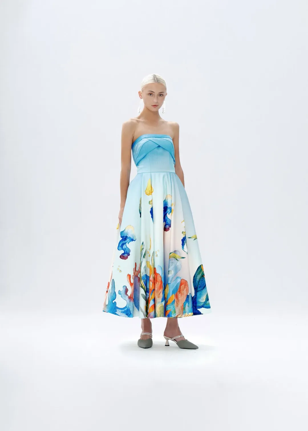 Justin Tong Aquarelle Midi Dress Multi Size 16 for rent on The Volte - main image