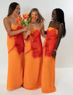 Meshki Amaya Strapless Chiffon Maxi Dress - Koi Orchid for rent on The Volte - image 1