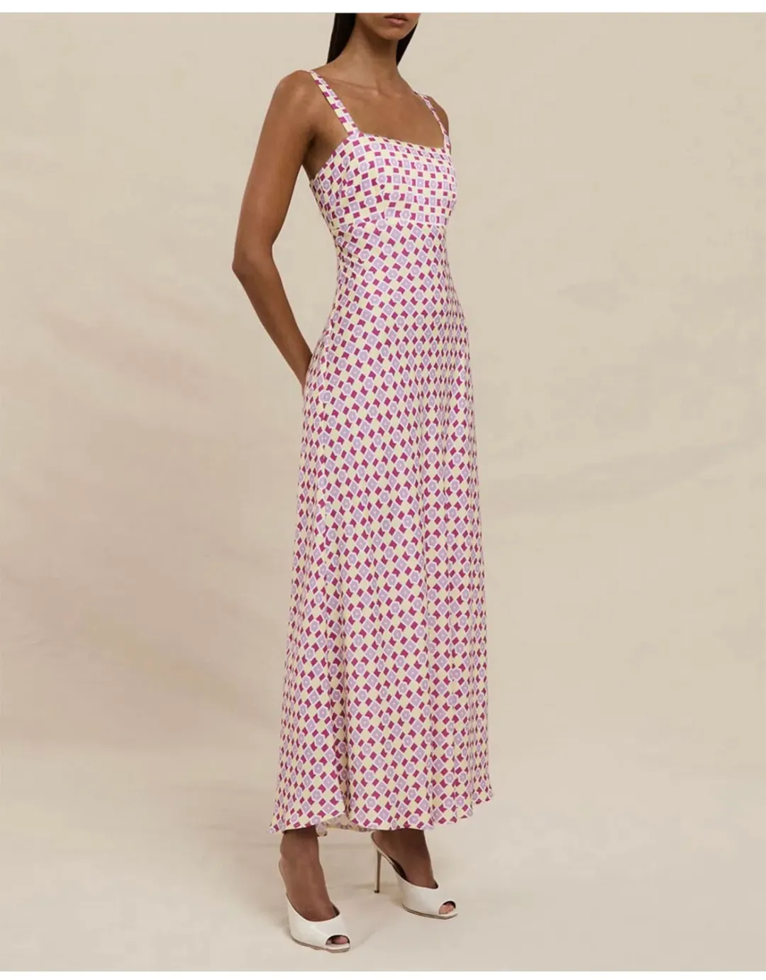 BY JOHNNY. Zinnia Geo Bias Midi Dress for rent on The Volte - main image