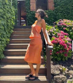 Mode Mischief Sheer Panel Dress spritz/orange 6 for rent on The Volte - image 1