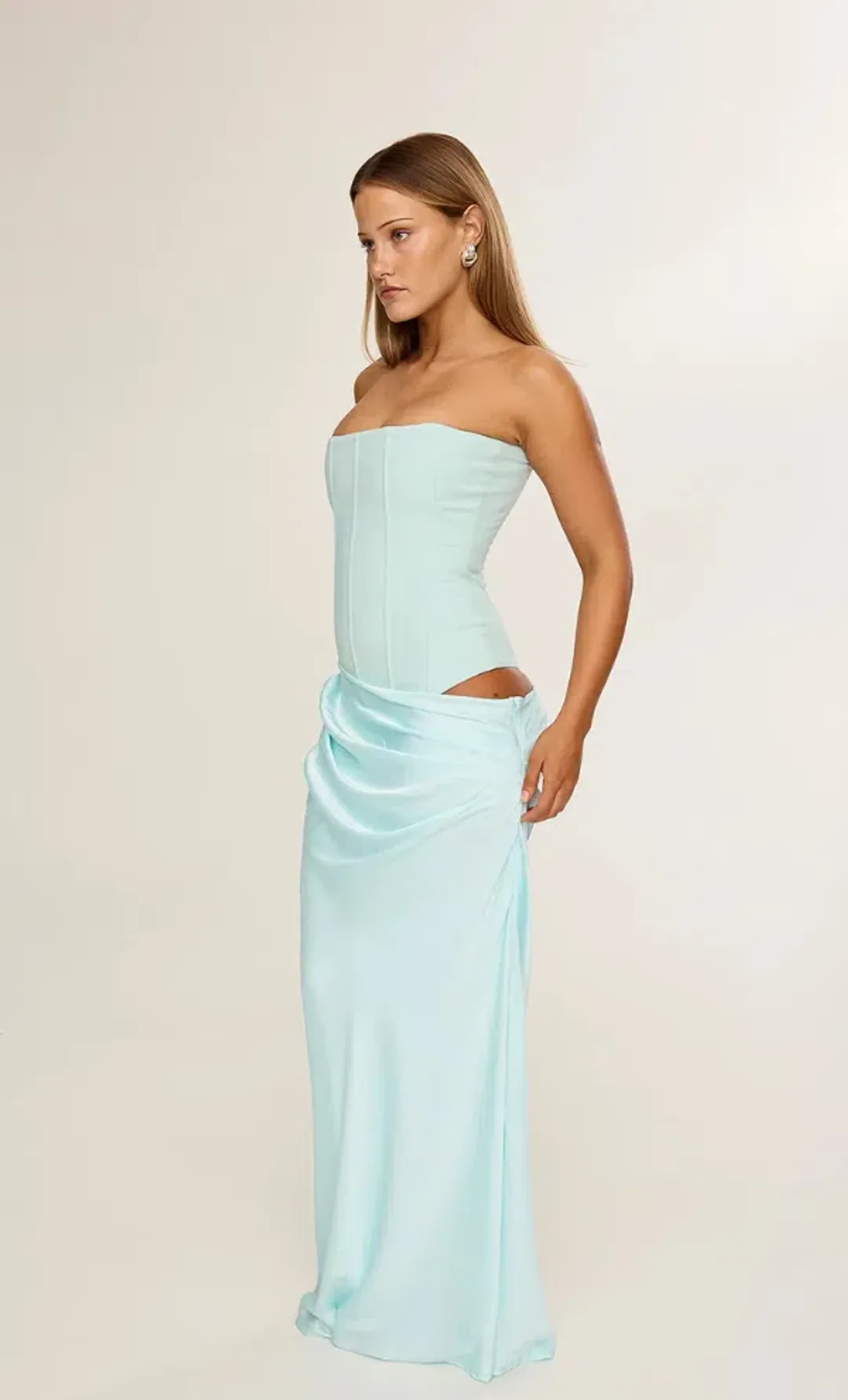 HNTR The Label Huxley Gown Aqua size s  for rent on The Volte - main image