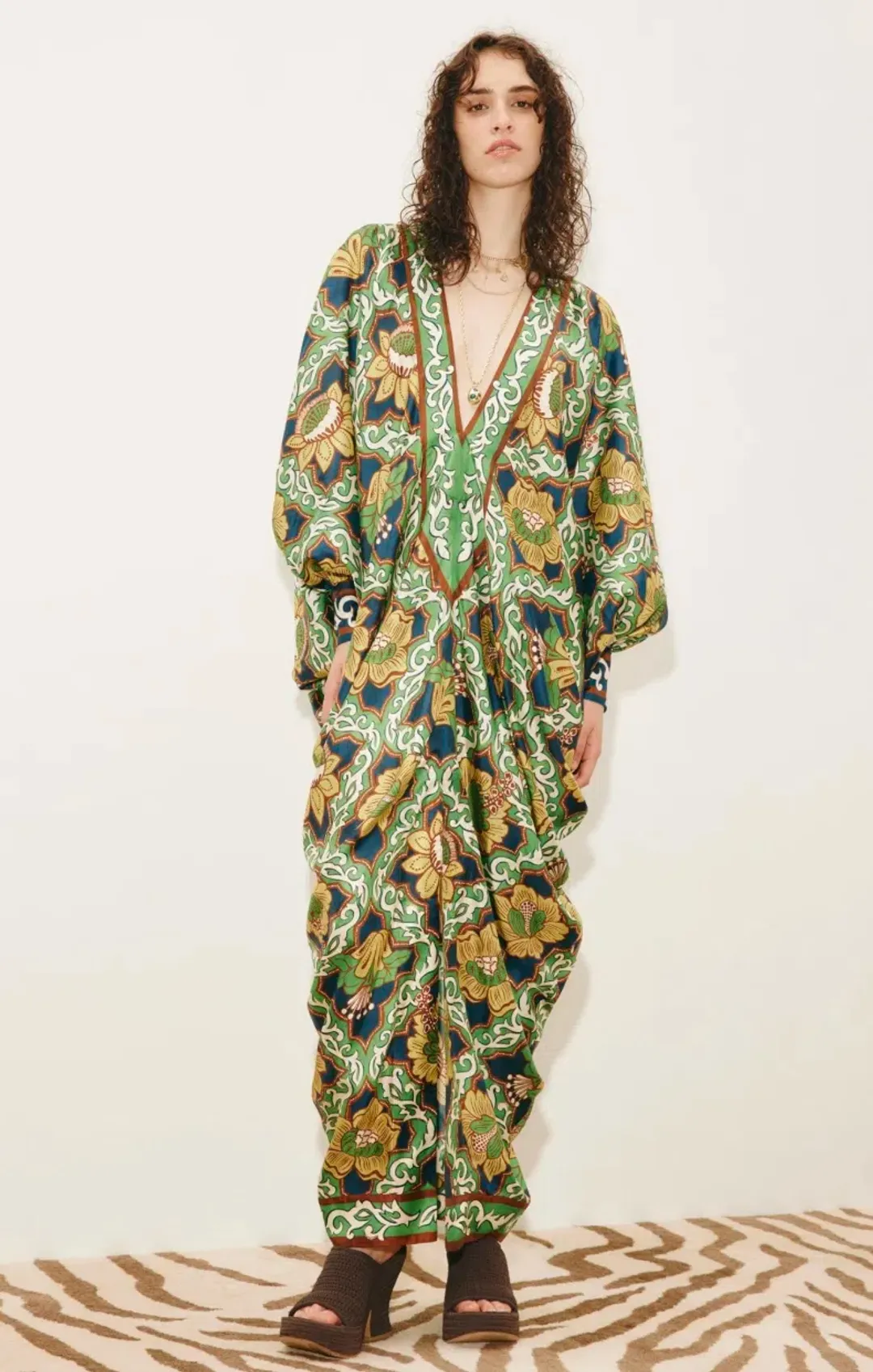 Alémais Liana V Neck Silk Midi Size 14 for rent on The Volte - main image