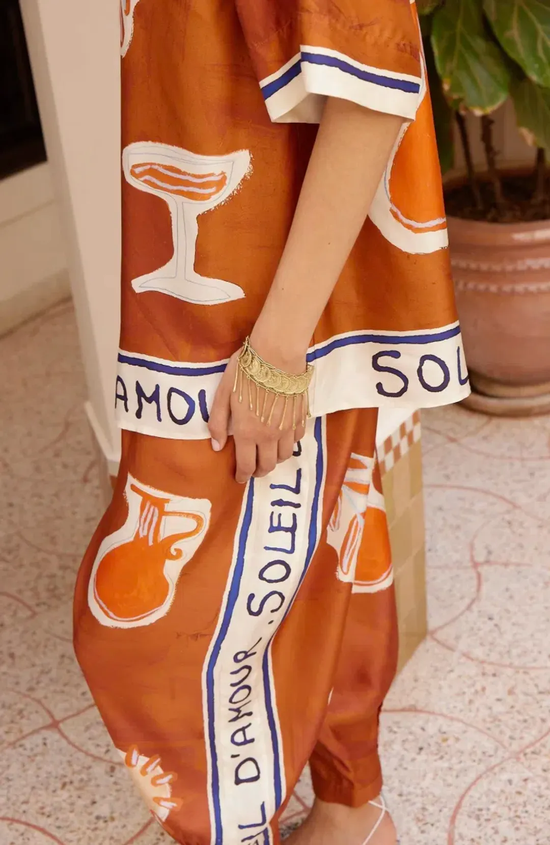 Alémais soleil d'amour tapered silk pant size 16AU for rent on The Volte - main image