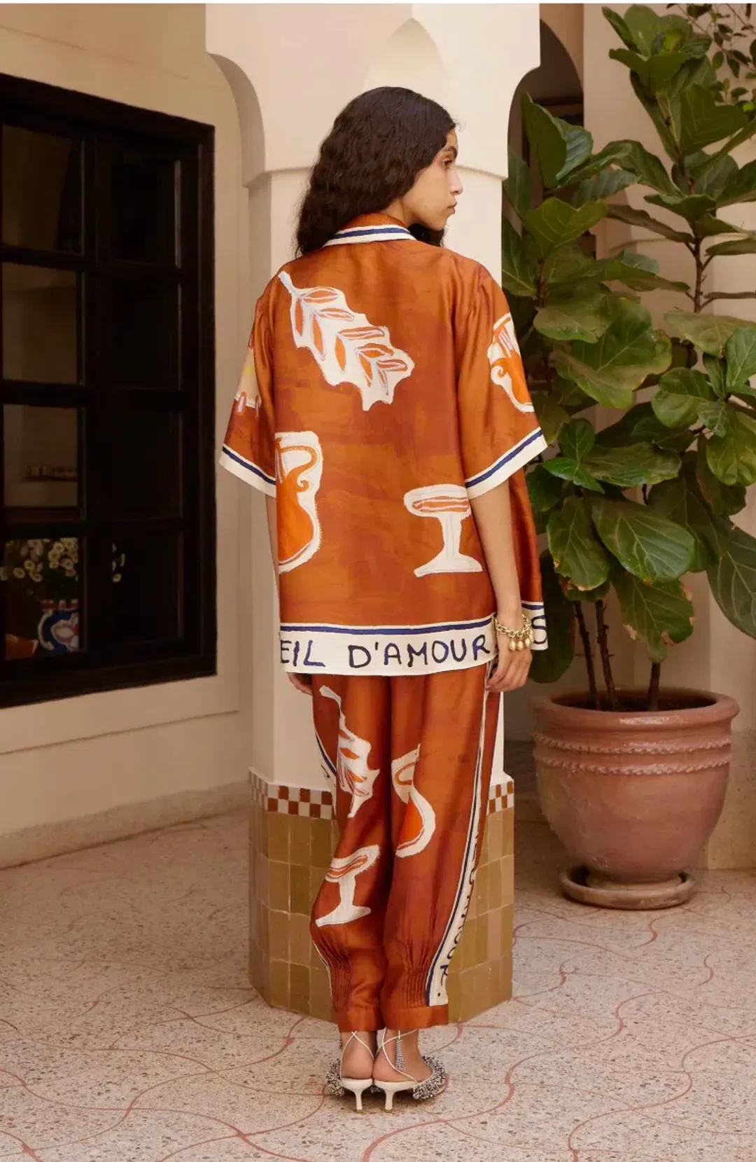 Alémais soleil d'amour tapered silk pant size 16AU for rent on The Volte - main image