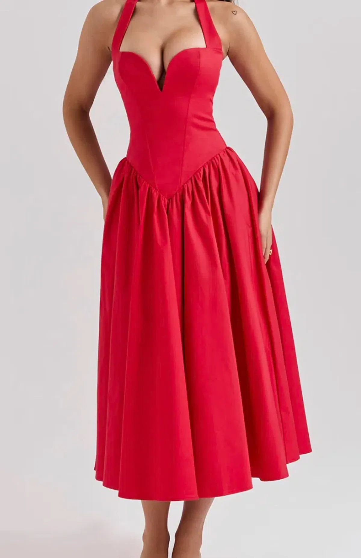 House of CB - Coquette - Scarlett Halter Midi Dress - Size Small, Cup A-B for rent on The Volte - main image