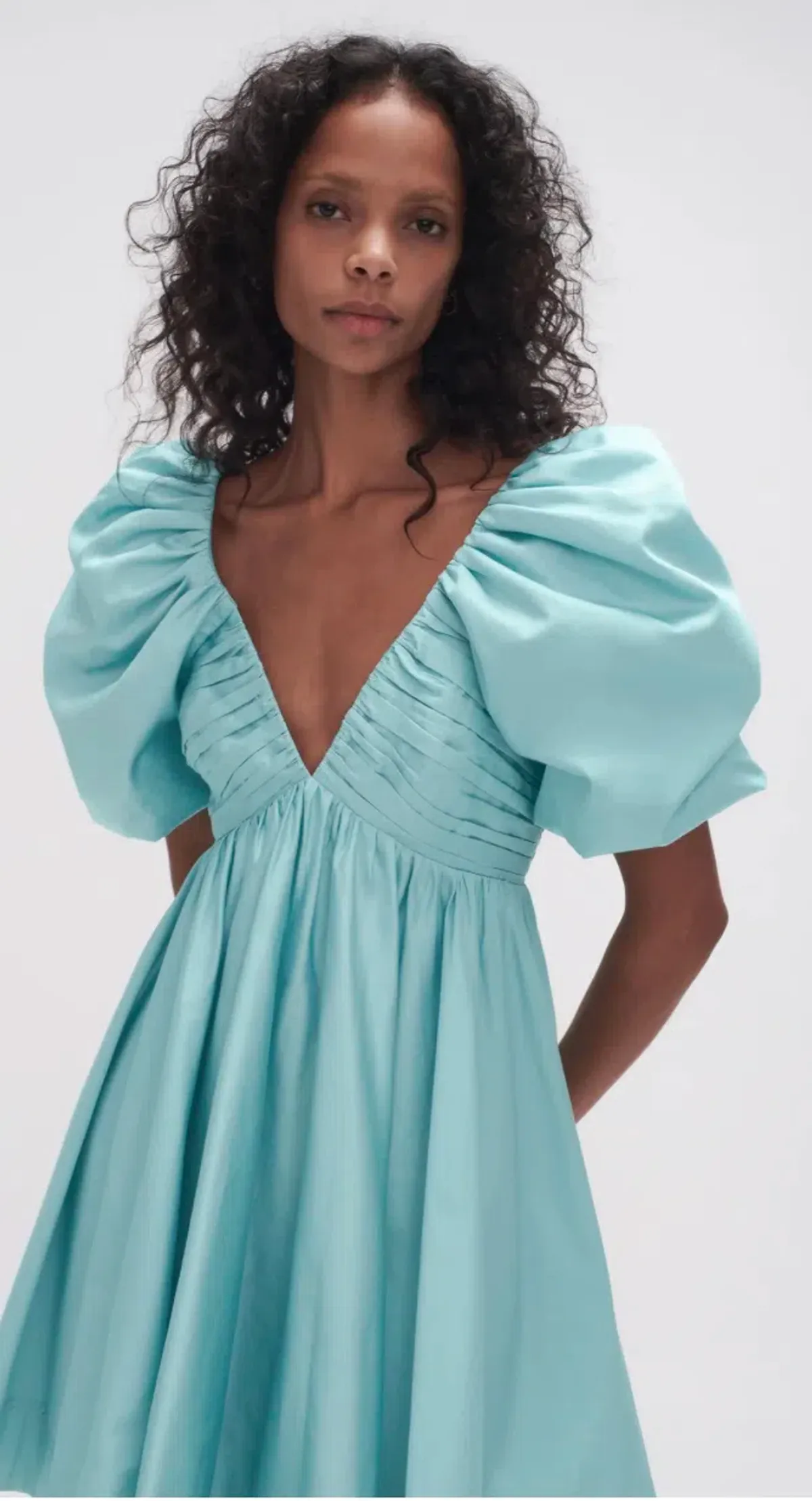 Aje - Gabrielle Plunge Mini Dress Spearmint Blue - Size 6 for rent on The Volte - main image