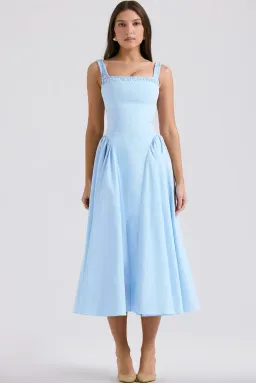 House of CB Italian Azure Cotton Midi Sundress for rent on The Volte - image 2