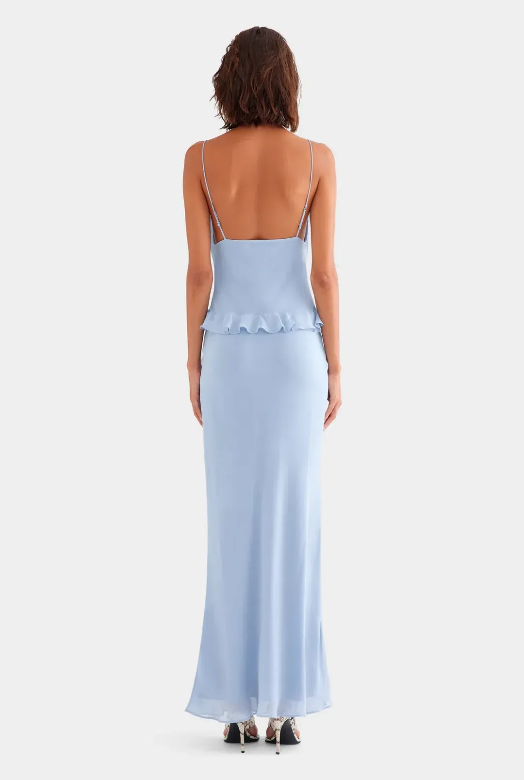 Venroy Silk Bralette Ruffle Maxi Dress Size S for rent on The Volte - main image