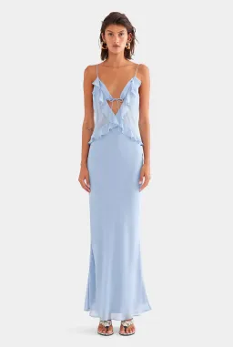 Venroy Silk Bralette Ruffle Maxi Dress Size S for rent on The Volte - image 1