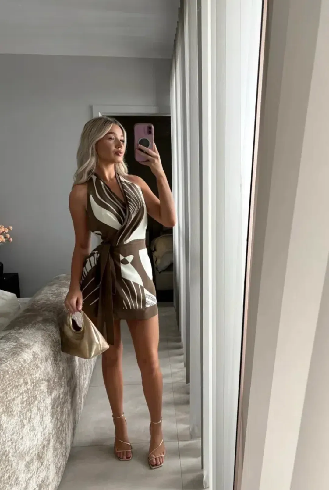 ALMARA WRAP HALTER MINI DRESS | SIZE 12 for rent on The Volte - main image