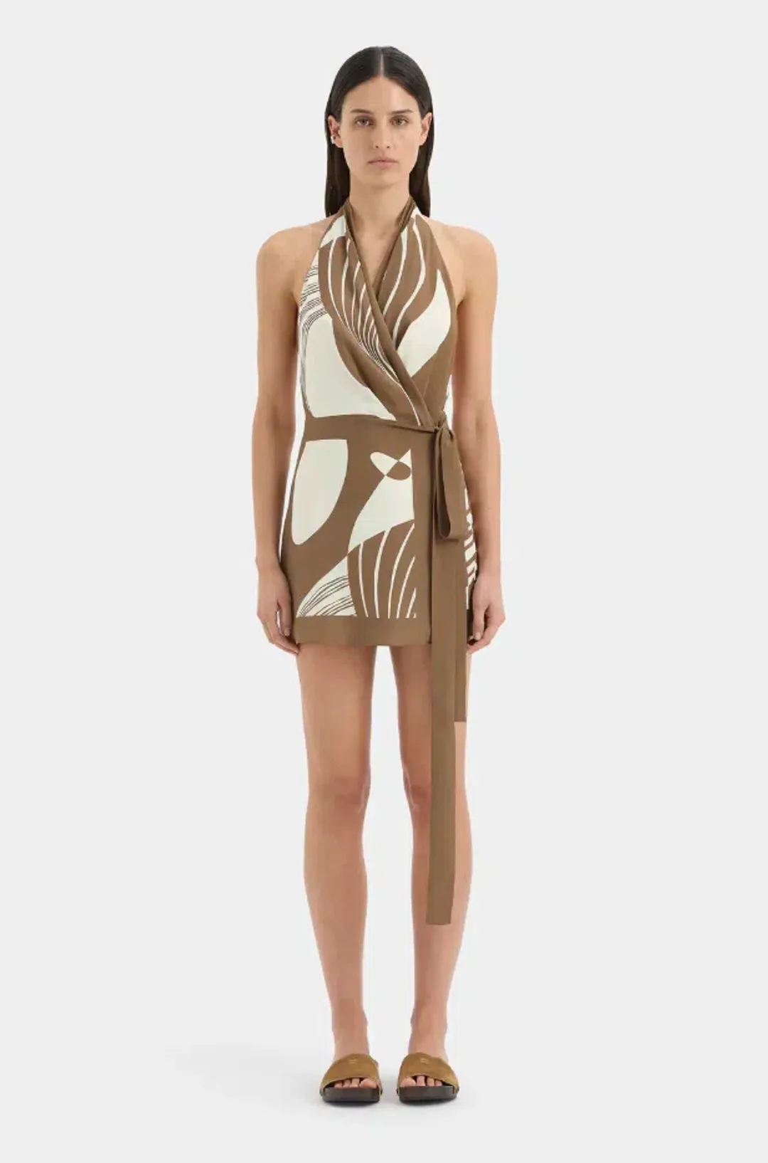 ALMARA WRAP HALTER MINI DRESS | SIZE 12 for rent on The Volte - main image