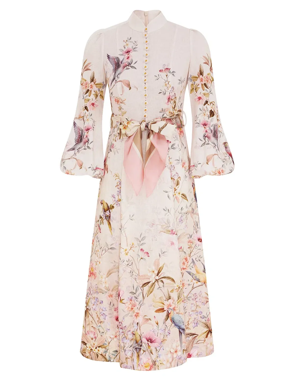 Zimmermann Rebellion Button Midi Dress  Cream Size 4  AU 16 for rent on The Volte - main image