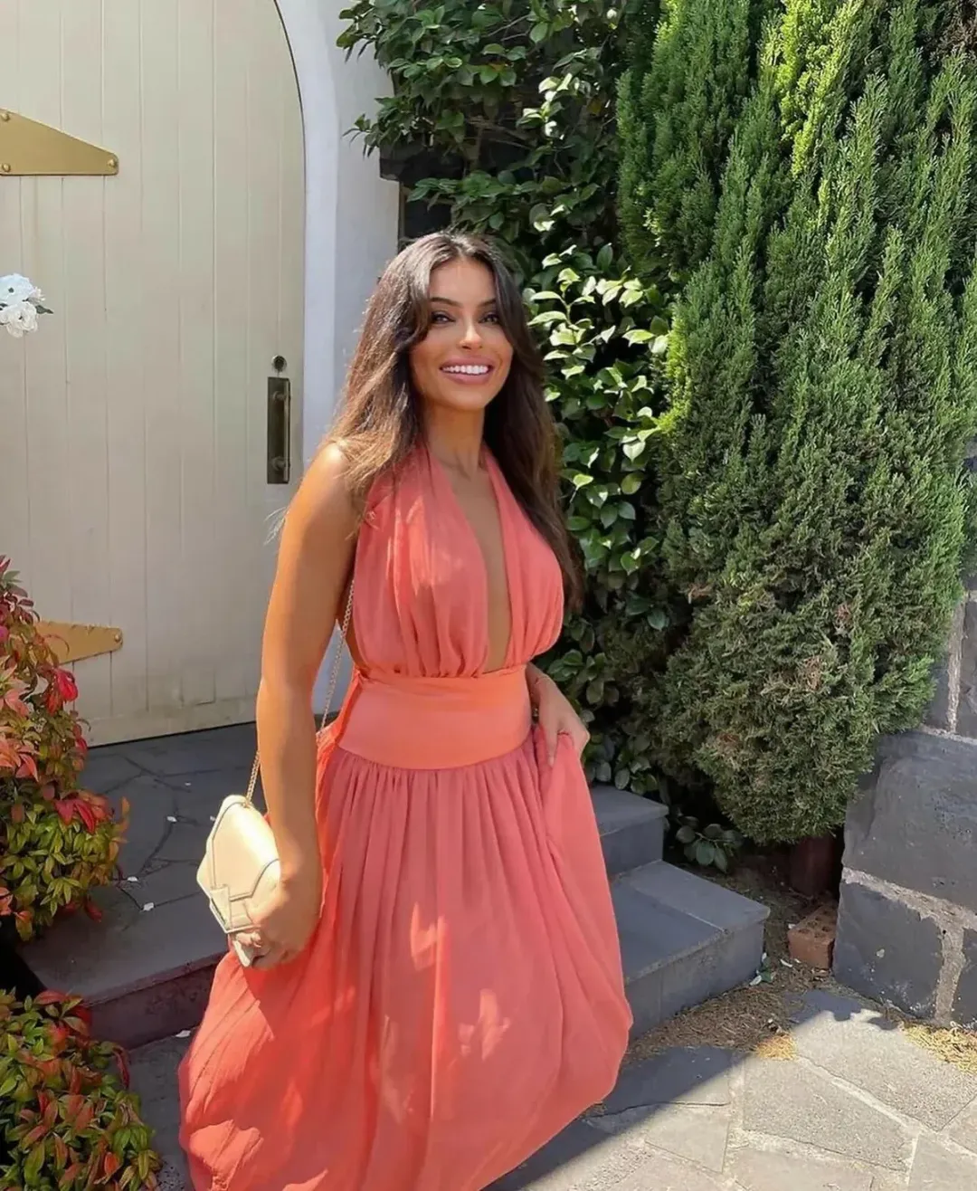 Arcina Ori Serena Maxi Dress in Coral Size Small for rent on The Volte - main image