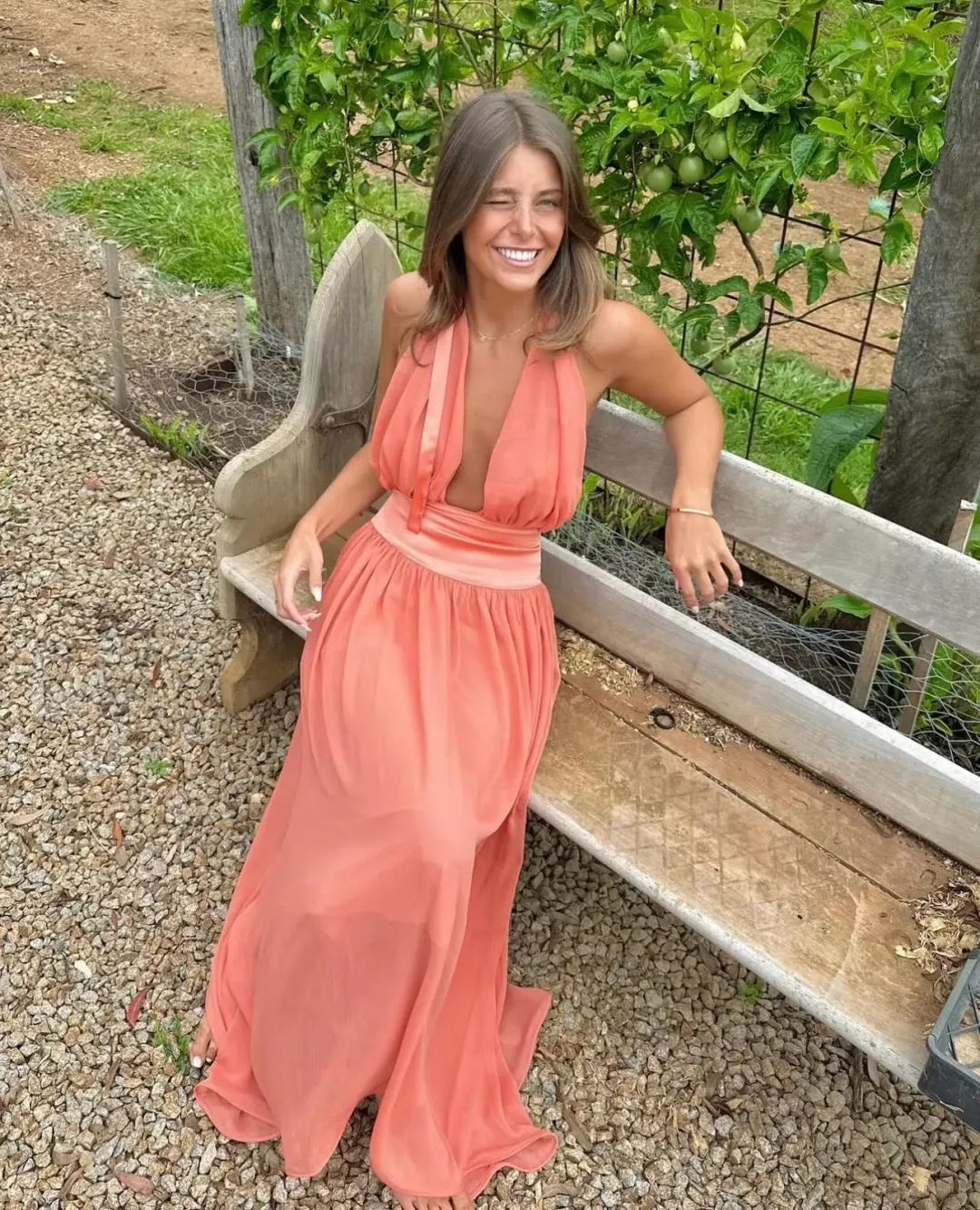 Arcina Ori Serena Maxi Dress in Coral Size Small for rent on The Volte - main image