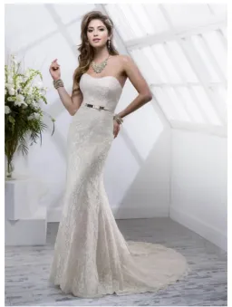 Maggie Sottero “Trinity” Wedding Dress in Champagne, Size 10 for rent on The Volte - image 5