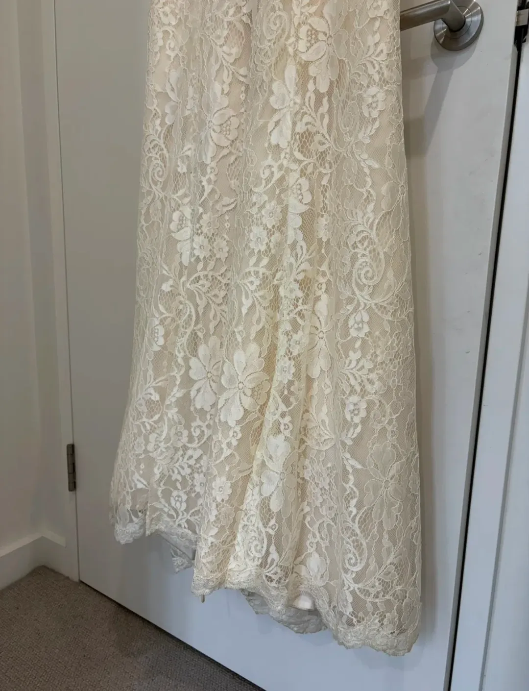 Maggie Sottero “Trinity” Wedding Dress in Champagne, Size 10 for rent on The Volte - main image