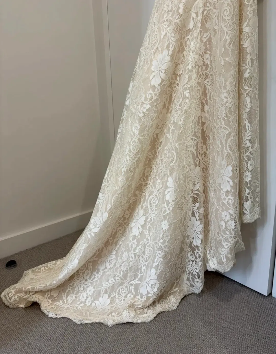 Maggie Sottero “Trinity” Wedding Dress in Champagne, Size 10 for rent on The Volte - main image