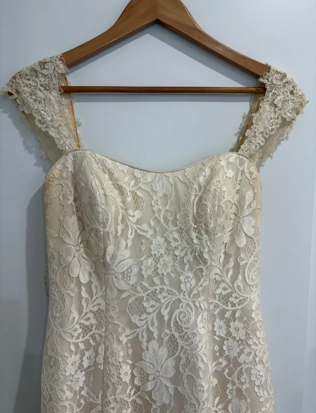 Maggie Sottero “Trinity” Wedding Dress in Champagne, Size 10 for rent on The Volte - main image