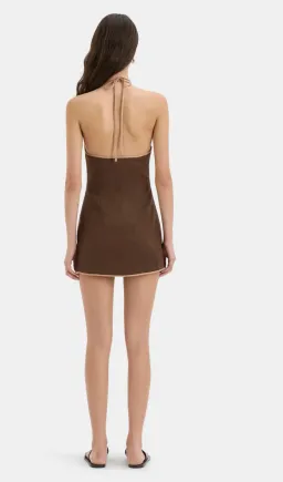 SIR THE LABEL AFFOGATO TWIST MINI DRESS CHOCOLATE SIZE 1/AU 8 for rent on The Volte - image 2
