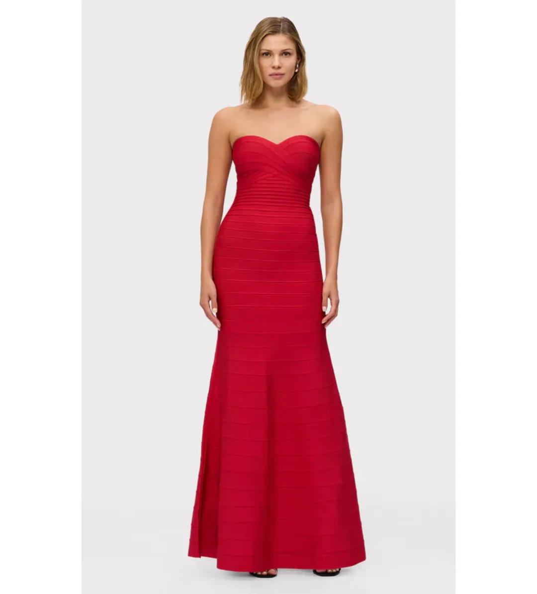 Herve Leger The Sara Gown Lipstick Red Size S/AU 8-10 for rent on The Volte - main image