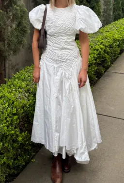 Aje Siren Drawstring Midi Dress Ivory Size 6 for rent on The Volte - image 2