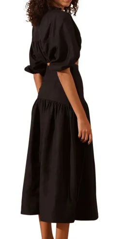Shona Joy Mare Linen Deconstructed Midi Dress Black Size 8 for rent on The Volte - image 2