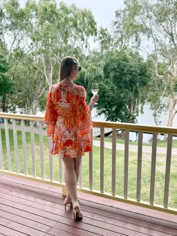 Camilla short wrap dress ruffle sleeve Dragon Mother print sz S for rent on The Volte - image 4