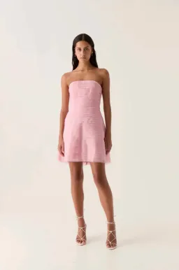 AJE SOUNDSCAPE MINI DRESS IN CHALK PINK SIZE AU 8 for rent on The Volte - image 1