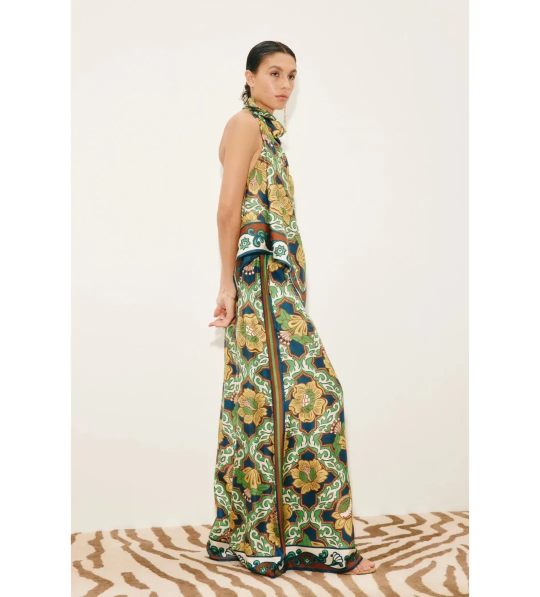 Alemais Liana Silk Top Size AU 6 and Palazzo Pant Size AU 8 Set Multi Print for rent on The Volte - main image