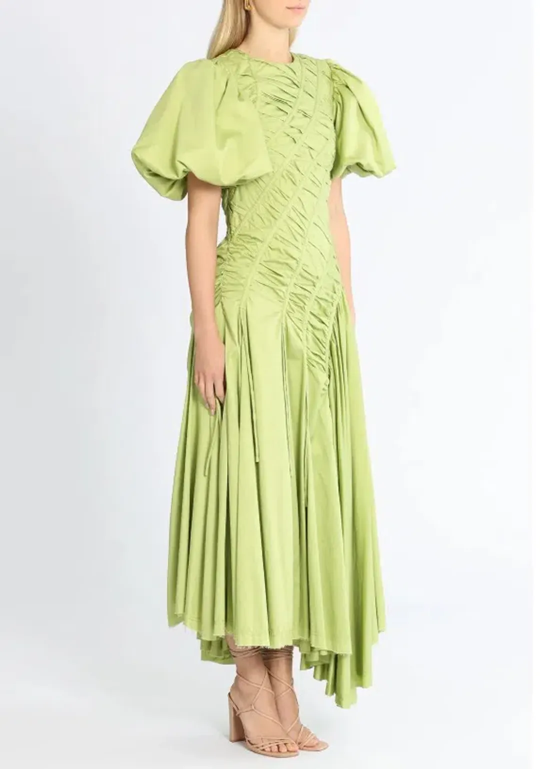 Aje Siren Drawstring Midi Dress Green Size 6 for rent on The Volte - main image