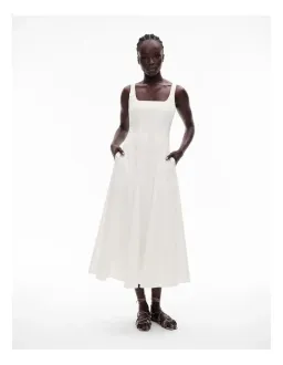 Witchery Seam Detail Midi Dress Fresh White Size S/AU 8 for rent on The Volte - image 1