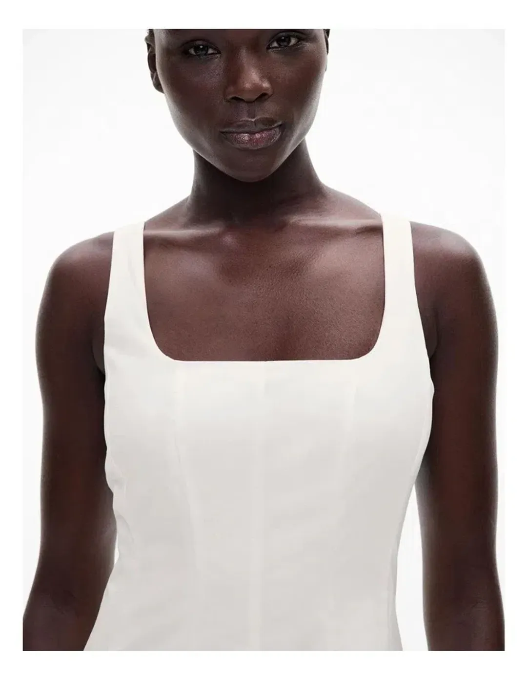 Witchery Seam Detail Midi Dress Fresh White Size S/AU 8 for rent on The Volte - main image