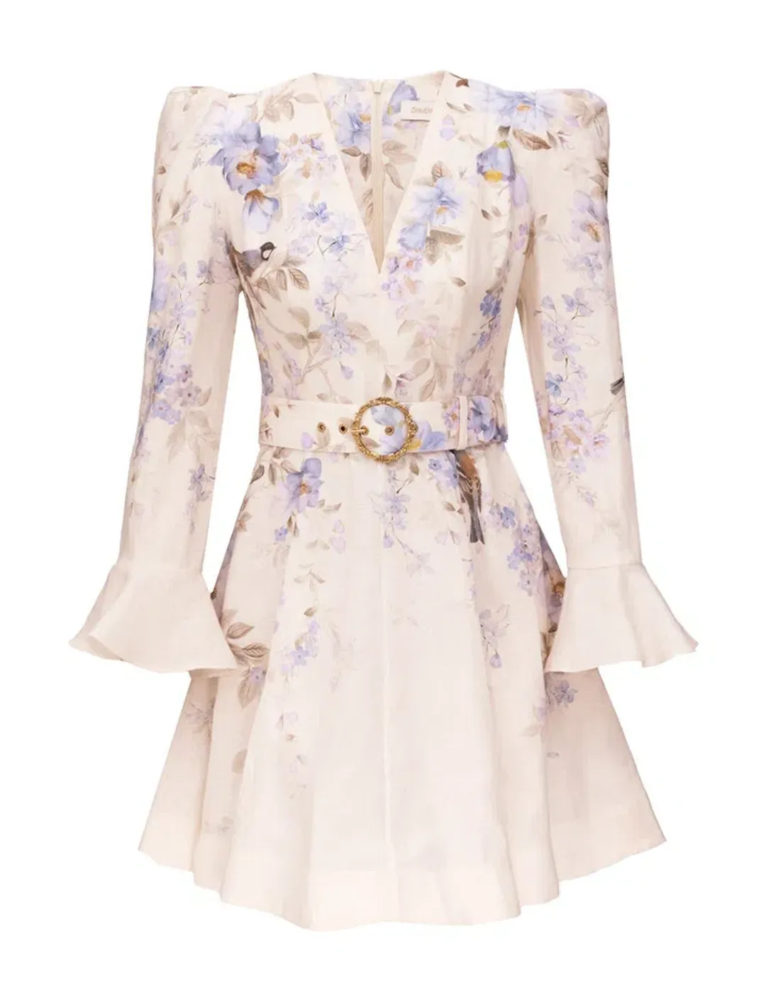 Zimmermann Luna Plunge Mini Dress in Blue Songbird Size 1 / AU 10 for rent on The Volte - main image