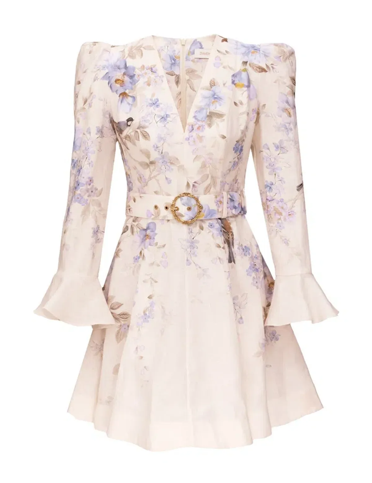 Zimmermann Luna Plunge Mini Dress in Blue Songbird Size 1 / AU 10 for rent on The Volte - main image