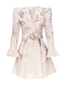 Zimmermann Luna Plunge Mini Dress in Blue Songbird Size 1 / AU 10 for rent on The Volte - image 1