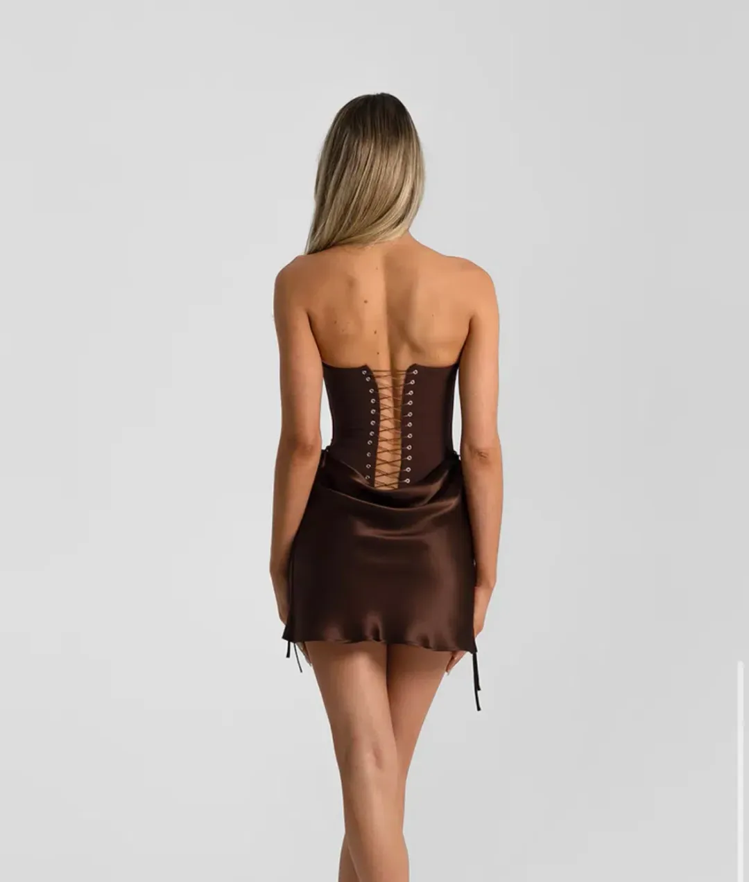 Natalie Rolt Verity Bustier + Evelyn Mini in Espresso SIZE 0/AU 6 for rent on The Volte - main image