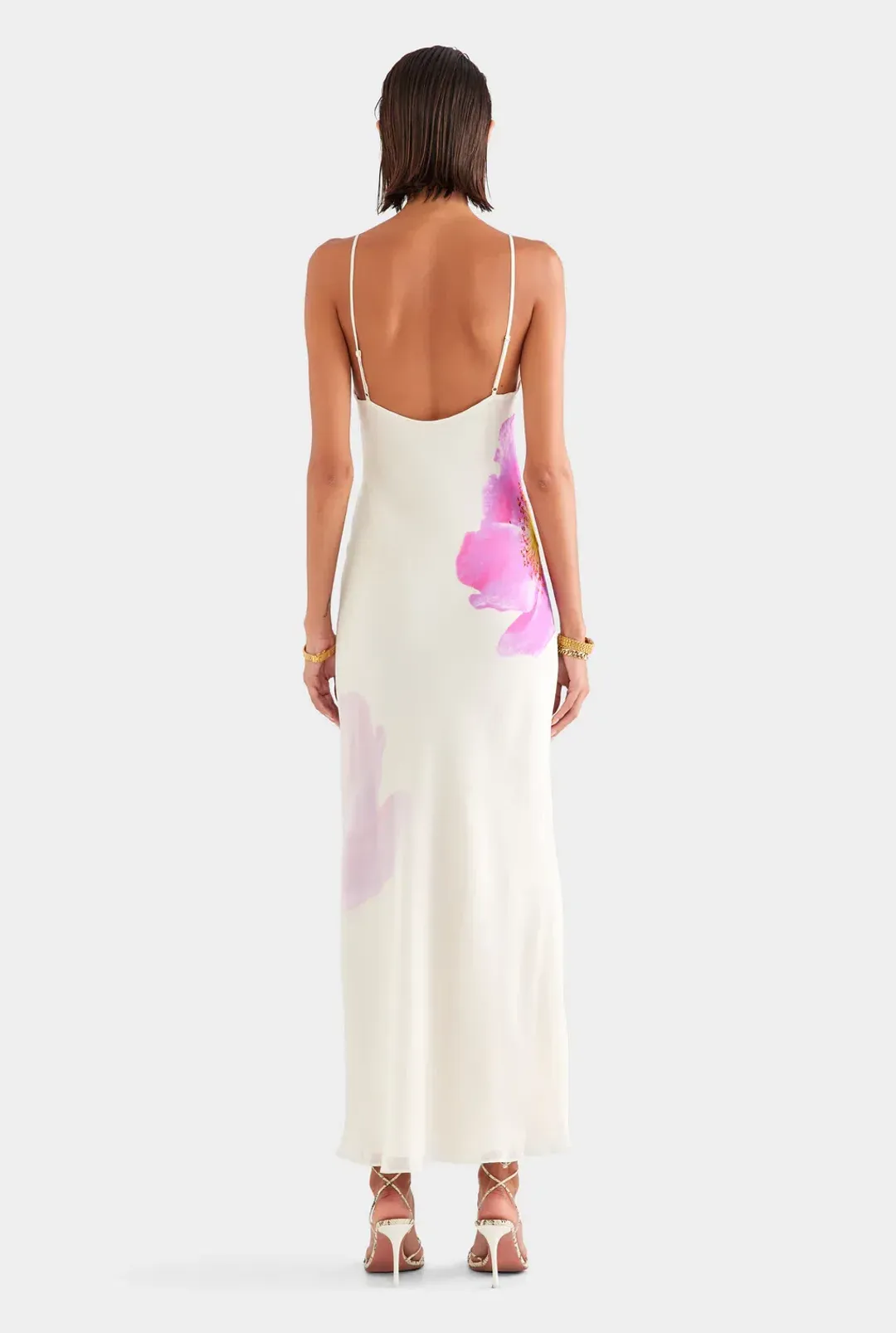 Venroy Layered Silk Slip Maxi, Cream/Fuschia, Size S for rent on The Volte - main image